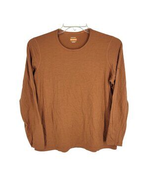 Icebreaker Womens 2XL 200 Merino Wool Base Layer Shirt Brown Crew Neck Thermal